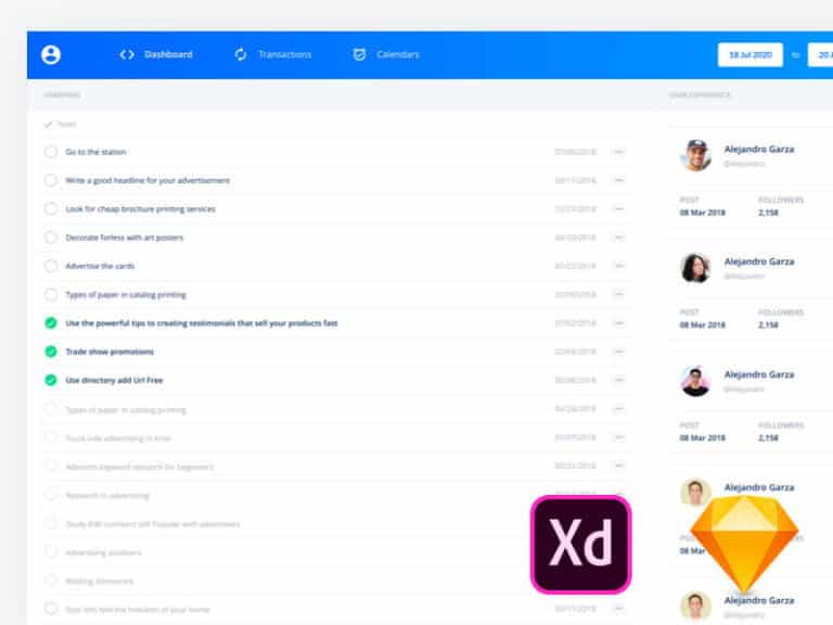 Admin UI Kit Sketch-Adobe XD