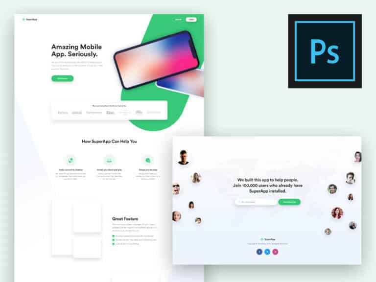 Landing Page Design for app PSD