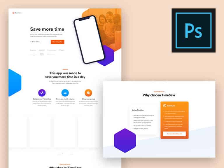 Modern App Landing Page PSD
