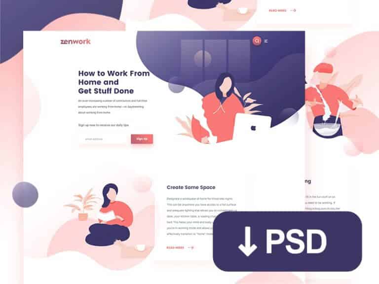Remote jobs website template PSD