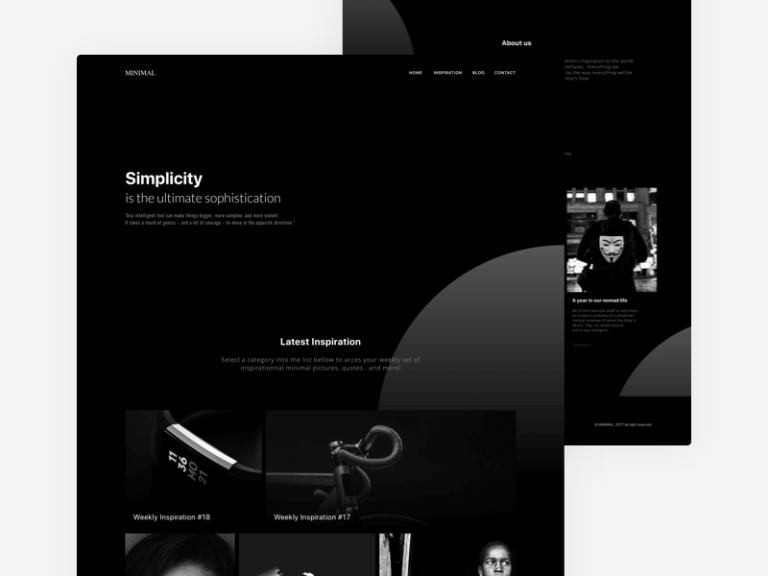 Minimal Black website template Sketchapp