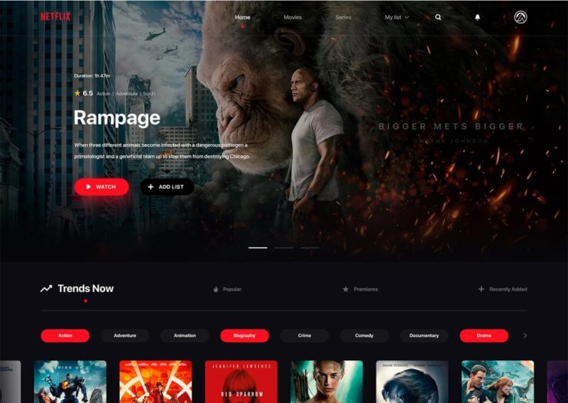 Netflix Redesign Website PSD
