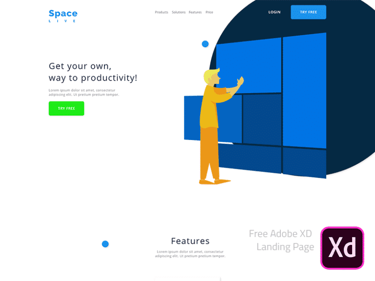 CRM Landing Page Adobe XD