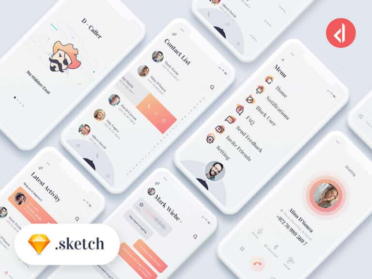 D-Caller - Free Mobile UI Kit Sketchapp
