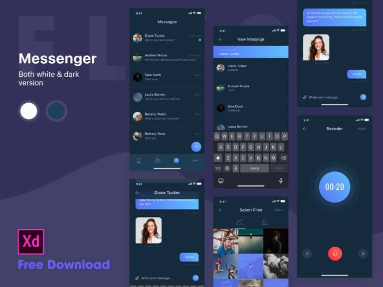 Messenger App - Dark Theme [Adobe XD]