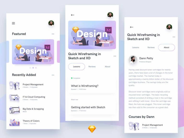Online Courses UI Kit [Sketch]