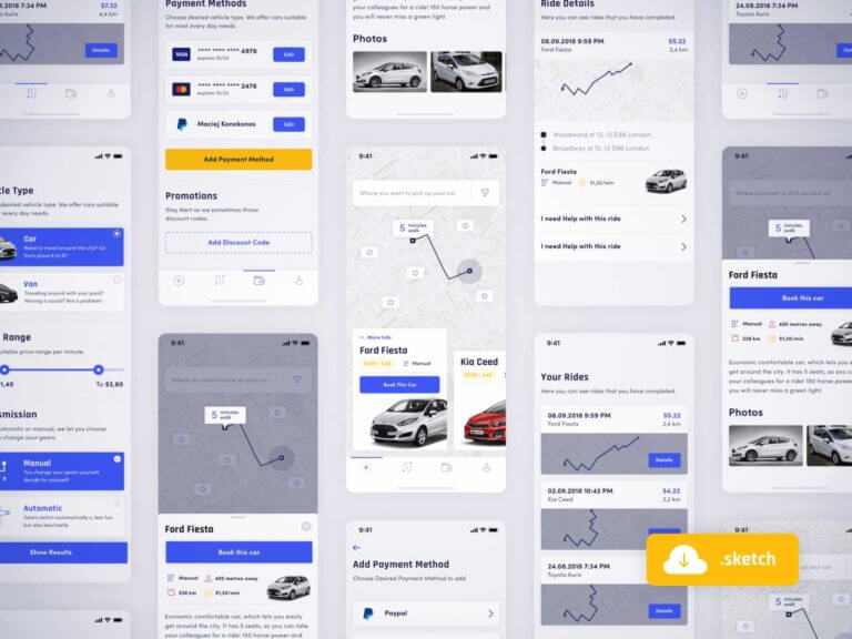 Car sharing app Sketchapp