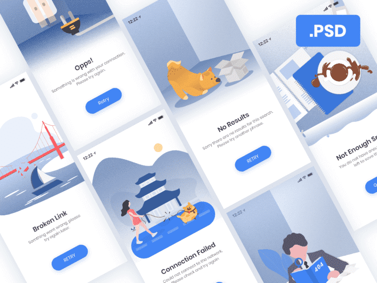 Error & Empty Illustrations Editable [PSD]