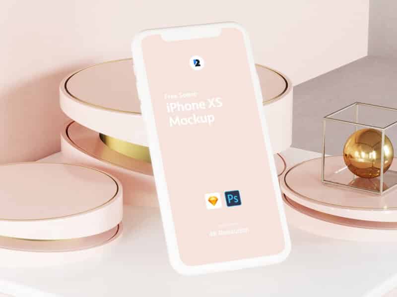 iPhone XS Perspective Mockup [PSD – Sketch]
