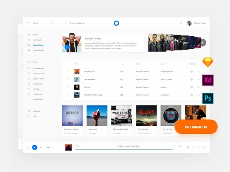 Free Web Music Template [Sketch - XD - PSD]