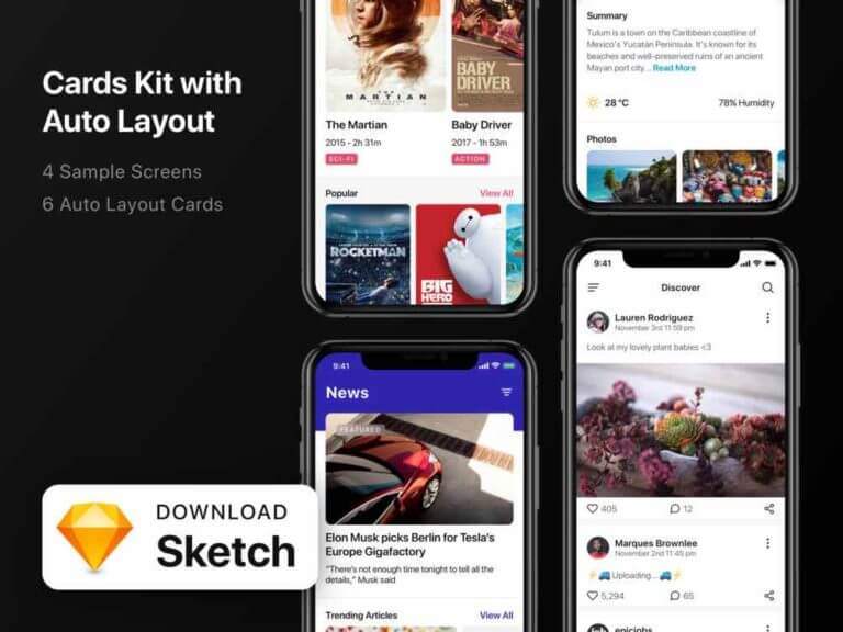 Card Kit with Auto Layout Free [Sketch]
