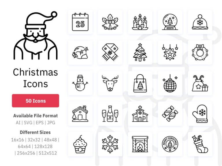 Christmas Icons in Multiple Styles