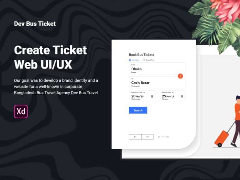 Free Bus Ticket Web UI [Adobe XD]